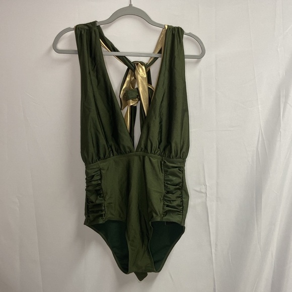 Marilyn Monroe Design Your Own Look Wrap Swimsuit Green & Gold Size Medium NWT - Picture 5 of 7